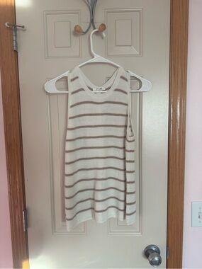 Splendid Cream and Tan Striped Ribbed sweater Tank